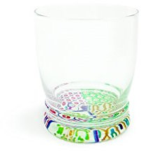 Excelsa Maioliche Set 6 Bicchieri Acqua con Fondo Decorato, 340 ml, Vetro, Multicolore