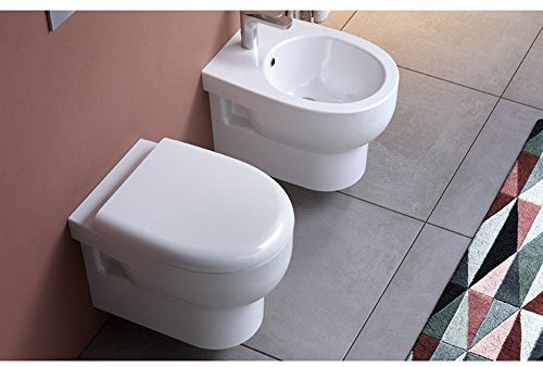 Sanitari bagno Smarty 2.0 Filomuro in ceramica bianca (Tavoletta Wc Frizionata)