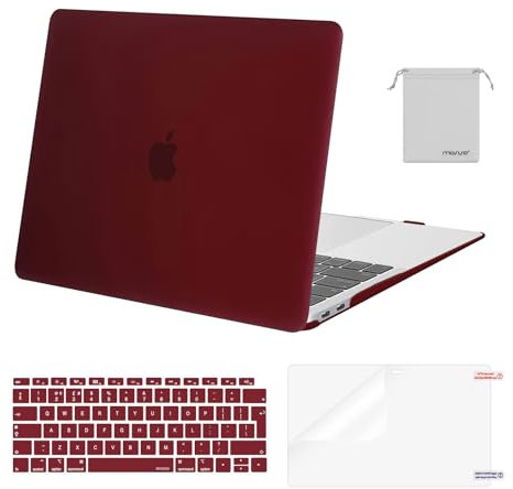 MOSISO Compatible with MacBook Air 13 inch Case M1 2021 2020 2019 2018, Hard Shell for MacBook Air M1 Case 13.3 inch A2337 A2179 A1932 & Keyboard Cover & Screen Film & Storage Bag, Marsala Red