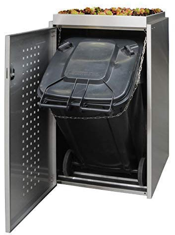 Edelstahl Mülltonnenbox 1x120L mit Pflanzenwanne, Mülltonnenhaus, Mülltonnenverkleidung