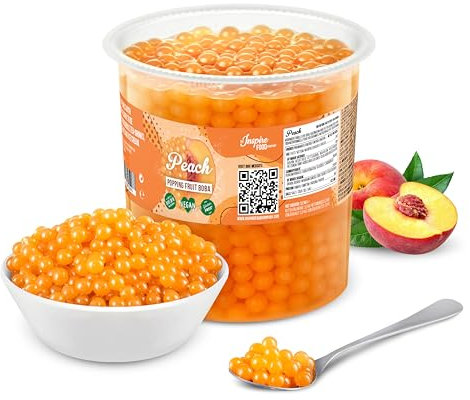 INSPIRE FOOD Bubble Tea Perles Pêche | Bubble tea, perle de tapioca pour bubble tea | 100% vegan et sans gluten, sans colorant artificiel, 3.2 kg