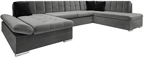 Mirjan24 Ecksofa Bergen Design Eckcouch mit Schlaffunktion und Bettkasten, Regulierbare Armlehnen, U-Form Sofa vom Hersteller, Wohnlandschaft (Magic Velvet 2217 + Magic Velvet 2219, Ecksofa: Links)