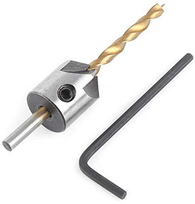 Punta Trapano Svasatore, Alesatore per la Lavorazione del Legno, Alesatore con Codolo Tondo con Chiave Esagonale(4mm)