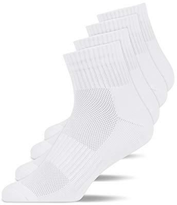 Snocks Mittelhohe Laufsocken Herren Damen 4 Paar - Atmungsaktive Sportsocken ohne Verrutschen - Gemütliche und weiche Funktionssocken - Quarter Socken Sport - Gr. 35-50