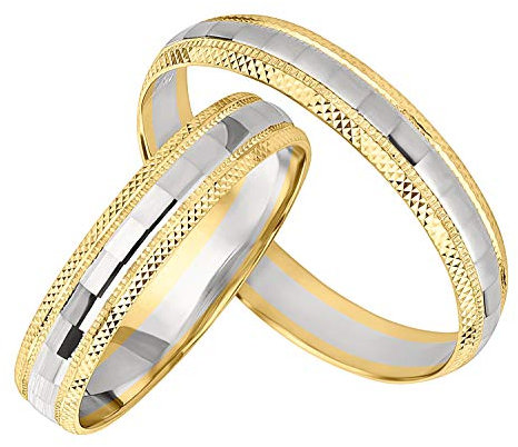 Ardeo Aurum Trauringe Damenring und Herrenring aus 375 Gold bicolor Gelbgold Weißgold Eheringe Paarpreis