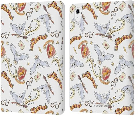 Head Case Designs Offizielle Harry Potter Hedwig Owl Muster Deathly Hallows XIII Leder-Wallet-Hülle Kompatibel mit Apple iPad Air 11 2020/2022/2024/2025