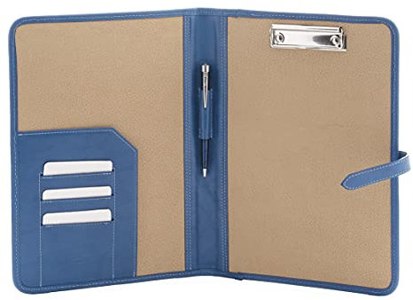 A4 Leder Klemmbrettmappe Hellblau – Handgefertigte Leder Notizmappe mit Klemme & elegante Schreibunterlage – Hochwertige Leder Schreibplatte, A4 Klemmbrett Leder & Dokumentenhalter Leder - Noda