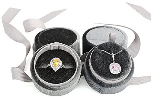 iSuperb 2ps Schmuck Geschenkbox Samt Schmuckschatulle Dunkelgrün schmuckkästchen Blau Damen schmuckkoffer ringschachtel runden Rosa Jewelry Box für Ring/Halskette/Anhänger