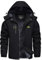 KEFITEVD Winterjacke Herren Warm Gefütterte Arbeitsjacke Softshelljacke Wasserdicht Atmungsaktiv Winter Skijacke Fleece Anorak Schwarz 3XL