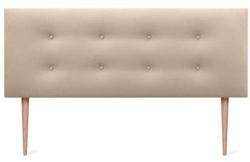 DHOME Tête de lit en Similicuir ou en Tissu AQUALINE Pro avec 2 rangées de Boutons et de Pieds Tête de lit de Luxe rembourrée (135x105cm avec Pieds (Lits 120/135/140), Similicuir Beig)