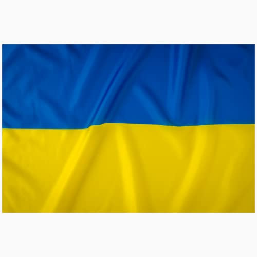Ukraine Flagge Wetterfeste Fahne mit Messing-Ösen und Verstärkten Nähten - Ukrainische Flagge mit 100g/m² Stoffgewicht in Größe 90x150 XL