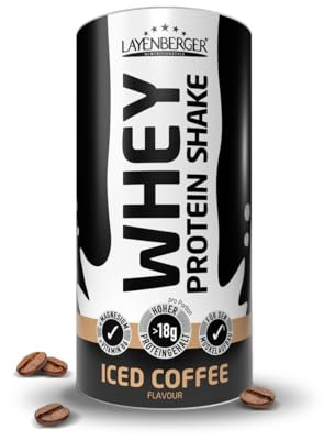 Layenberger WHEY Protein Shake Iced Coffee, Molkeneiweißkonzentrat- und isolat für den Muskelaufbau und -erhalt, 71% Eiweiß und 22,95% BCAA, (1 x 300 g)