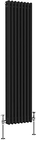 NRG 1500 x 380mm Black Radiator Traditional 3 Column Vertical Central Heating Cast Iron Rads