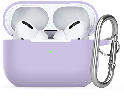 Watruer für AirPods Pro 2 Case, Weiche Silikonhautabdeckung Schockabsorbing Schutzhülle mit Schlüsselbund für neue Apple Airpods Pro 2. Generation Fall 2022 [Front LED sichtbar] - Lila