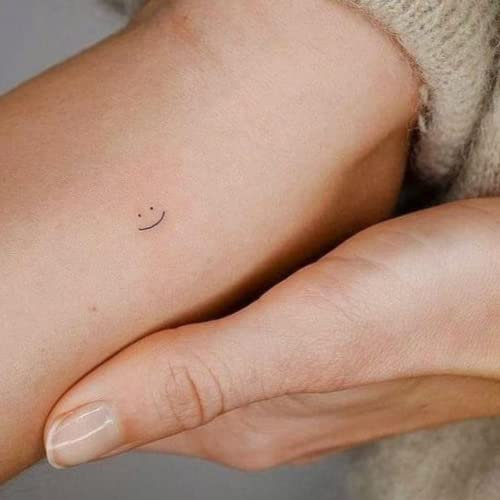 Inkster Tattoo - Smiley | vegane & wasserfeste Temporäre Tattoos für Erwachsene - EU-Kosmetikzertifizierte Farbe - revolutionäres 2 Wochen Tattoo | Premium Klebetattoos & Fake Tattoo