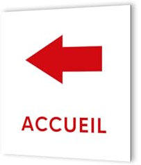 DECOHO - Panneau directionnel flèche gauche - Signalétique Dibond blanc - Picto rouge - 20x20 cm, 3 mm épaisseur - Blanc