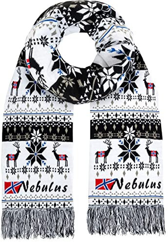 Nebulus Unisex Schal BIGGEST, Norweger Strick-Schal, warmer & kuscheliger Schal, riesig, weiß - onesize
