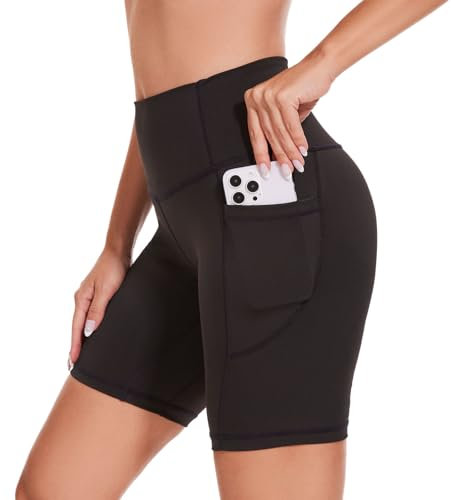 AMYTIS Damen Kurze Shorts Blickdicht Sporthose High Waist Damen Radlerhose Kurz Hose Leggings mit Taschen Elastisch Unterhosen Laufhose Yoga Fitness Hotpants Sommer Boxershorts