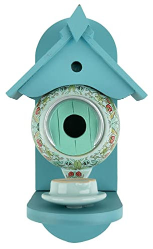 Vogelfutterhaus, Teekanne, Vogelhäuser und Futterspender, Zubehör für Zuhause, Gartenzubehör, hängende Kolibri-Futterspender für Garten, Balkon, Veranda (cyan-blau)