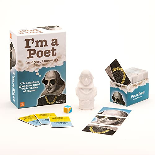 I'm A Poet (And yes I know it) – Familien-Party-Spiel – Lösen Sie Rätsel und sammeln Sie Willy Shakes Büste zum Gewinnen – ab 12 Jahren – 300 Karten