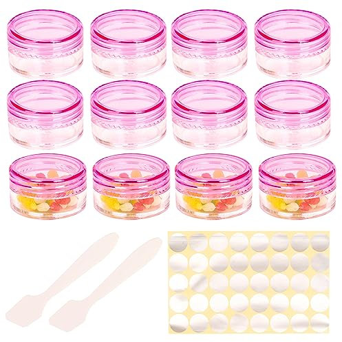 Sgehai 12 Pcs Empty Plastic Cosmetic Jars, 5ml Sample Containers Pots Bottles,sample pots for cosmetics, Travel Cosmetic Jar Pots with Lids,travel pots for cream,travel cream pots for toiletries