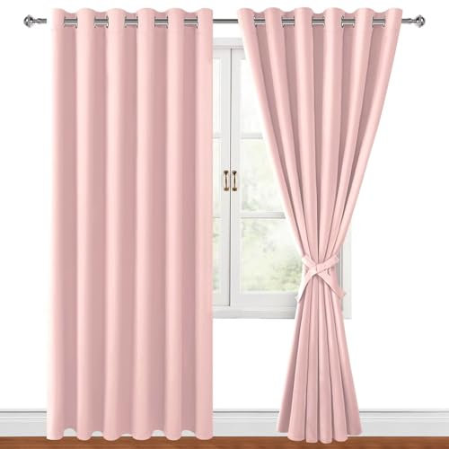 Hiasan Verdunklungsvorhänge Gardinen mit Ösen,Erröten rosa Blickdicht Vorhänge,2 Stück,228 x 228 cm (Breite x Höhe),weiche Schiebevorhänge für Schlafzimmer,Wohnzimmer usw.