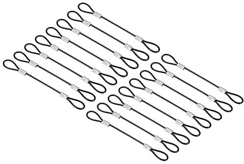 PATIKIL 0,3Ft Sécurité Câble Verrouillage, 16 Paquet Inox Acier 2mm Dia Sécurité Fil Corde avec Double Boucle pour Scène Éclairage Bagage Serrure Noir