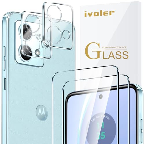ivoler 2 Piezas Cristal Vidrio Templado Protector de Pantalla para Motorola Moto G84 5G, con 2 Piezas Protector de Lente de Cámara, 9H Dureza, Antiarañazos, Sin Burbujas