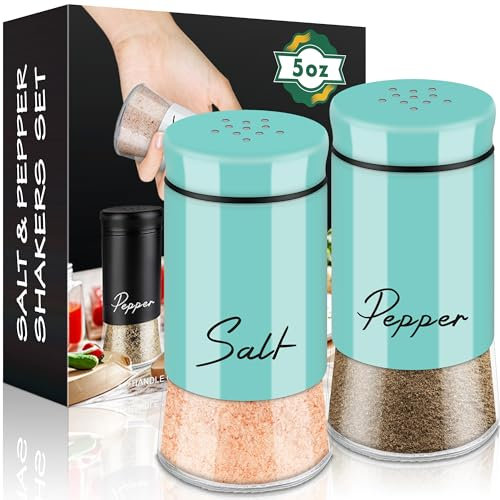 holoith Teal Salt and Pepper Shakers Set,5 oz Turquoise Kitchen Decor and Accessories Farmhouse Gadgets Table Housewarming Gift Christmas Decor Refillable Design (Teal), HOLOITH20231026
