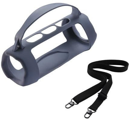 JOYSOG Coque en Silicone pour Charge 5, Housse de Transport Portable avec Bandoulière pour Haut-Parleur Bluetooth JBL Wi-Fi (Bleu)