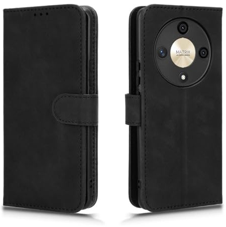 PEIYE Flip Cover per Honor Magic 6 Lite 5G / Honor X9b, Custodia Libro in PU Pelle Portafoglio, Case Antiurto Soft con Porta Carte e Chiusura Magnetica, Funzione Stand, (Nero)