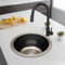 LNINNERY Piccolo lavello rotondo in acciaio inox, lavello da incasso, lavello da cucina, lavabo moderno, 36 x 36 x 15 cm
