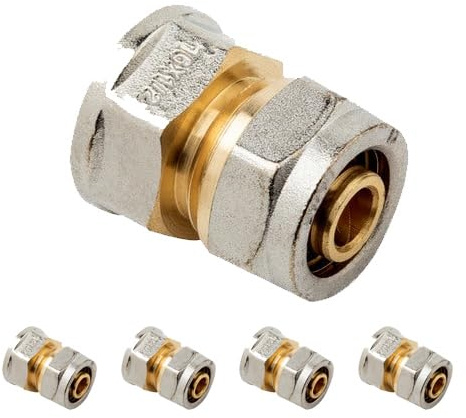 Suinga 5 x Raccord 3/4 femelle pour tube multicouche de compression 16 mm, sans besoin de machine de pressage, gris.