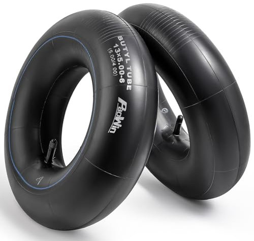 PaoWin 2-PCS 13x5.0-6 (5.00/4.00-6) Chambre à air de robuste 13x5.0 6 valve droite TR13 compatible avec 5.00-6 4.00-6 13x5.0-6 brouette, tracteur, quad, roue de remorque, tondeuse, chariot pneus