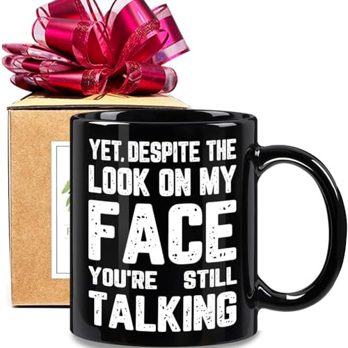 FALJIOK Yet Despite the Look on My Face Mug, Funny Work Office Gifts Mug Gift for Boss Coworker Colleague Manger, Funny Birthday Sarcastic Work Gift for Employee Men BFF Friends