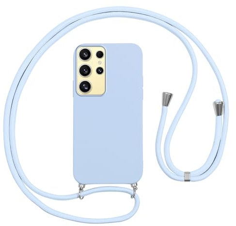 Vauki Cover per Cordino con Collana per Samsung Galaxy S24 Ultra 6.8, Custodia Silicone Morbido con Corda, Case Tracolla Antiurto con Necklace Regolabile per Samsung S24 Ultra, Viola