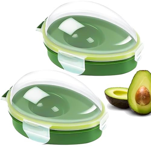DXQCHDUO Avocado-Aufbewahrungsbehälter, wiederverwendbarer Avocado-Behälter, Avocado-Aufbewahrung, Obst-Aufbewahrungsbox, um Ihre Avocados frisch zu halten, Küchenzubehör, Grün, 2 Stück