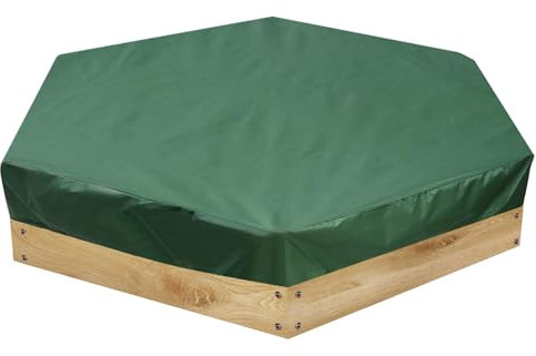 Wasserdichte Sandkastenabdeckung, 140 x 109 cm, grün, sechseckig, Oxford-Stoff, Sonnenschutz, farbecht, Sandkasten-Schutzhülle für Sandkasten, Spielzeug, Schwimmbad-Möbel