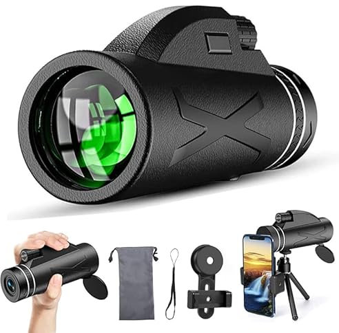 80X100 Monocular Telescope for Adults - Compact Monoculars High Powered Telescope with BAK4 Prisms FMC Lens Zoom Focus - Waterproof Outdoor Monocular for Bird Watching Hiking Camping with Phone Tripod