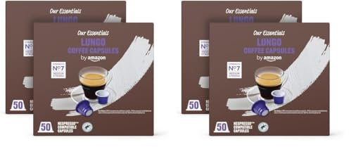 by Amazon Capsules de café Lungo compatibles Nespresso, Torréfaction Moyenne, 100 Unité (2 lot de 100) - Certifié Rainforest Alliance