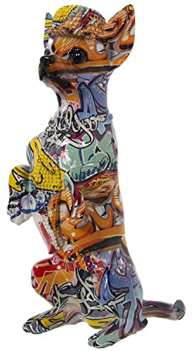 FIGURA PERRO RESINA GRAFITI MULTICOLOR 14X11X30CM