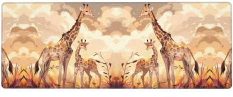 Giraffe Mother and Child Keyboard Mouse Desk Pad, 12x31.5 Inch, Extra Large Keyboard Mouse Pad for Computer, Console, Office, Game, Study Room