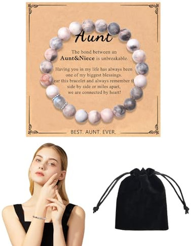 ZWWOGE Cadeau pour Femme, Bracelet pour dames, bracelet stretch en pierre de lune rose pour tous les jours mémorables