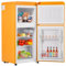 Ymkua Frigorifero Combinato 60 L (22+38), Frigorifero Piccolo, Mini Frigo Bar con LED luce e Ripiani Rimovibili, 88,8x45,5 cm Frigo Da Camera, -27°C ∽ 13°C Freezer Separato, 102 kWh/anno (Yellow)