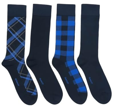 GANT Mens Check & Solid Socks 4 Pack Gift Box