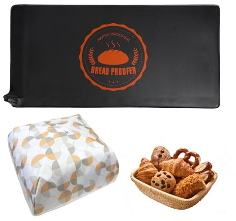 Hyindoor Heizmatte für Brot, Gärmatte für Teig, fermentiertes Kissen mit Thermostat und Timer (35 x 35 cm Deckel + 57 x 27 cm Teppich)