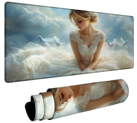 Tapis de Souris Femme Tapis de Souris Gamer Nuage Mouse Pad Bords Cousus Précision et Vitesse Améliorées pour Decoration Maison Bureau Pc Portable Pc Gamer Clavier sans Fil 500x1000x3mm DBYH-0085