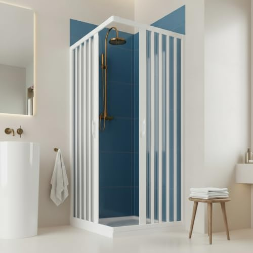 EASY BOX Kappa angolare con apertura a soffietto centrale riducibile h 185 cm Made in Italy (Bianco, 65x85)