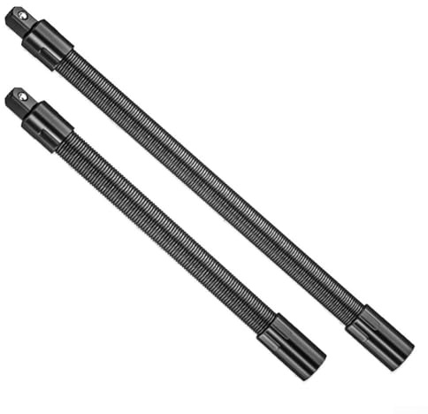 Flexible Shaft Socket Extension Bar Adapter with 1 2 Inch Square Drive and Polished Chrome for Ratchet and Drill Applications (250mm)