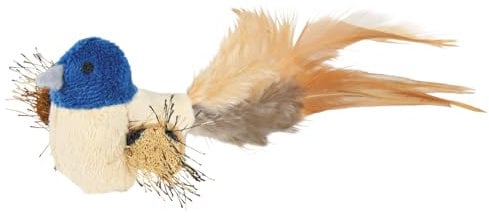 Trixie Katzenspielzeug Plüsch Vogel Schwanz 8cm, Farblich Sortiert, 4011905457659
